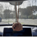 Hanging crochet wombat rear view mirror car charm. keychain, backpack pendant
