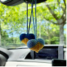 Hanging hearts Ukrainian flag charm for rear view mirror
