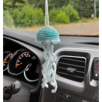 Little crochet Jellyfish car charm for rear view mirror