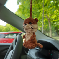 Otter crochet car charm for rear view mirror, backpack pendant, keychain