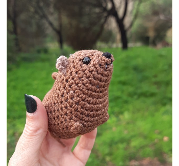 Rock Hyrax Wawa Awawa animal for rear view mirror, bag charm, keychain, Christmas ornament, handmade crochet gift, Cape hyrax hanging