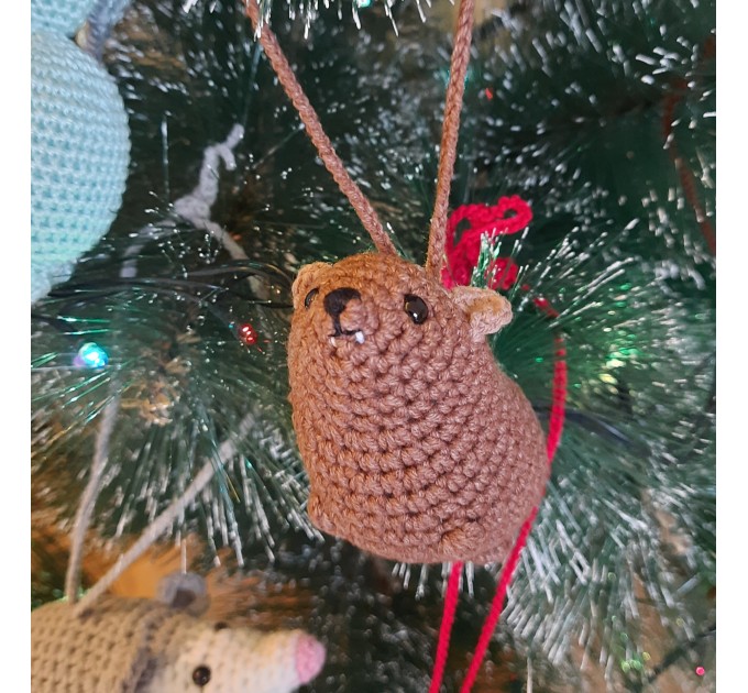 Rock Hyrax Wawa Awawa animal for rear view mirror, bag charm, keychain, Christmas ornament, handmade crochet gift, Cape hyrax hanging