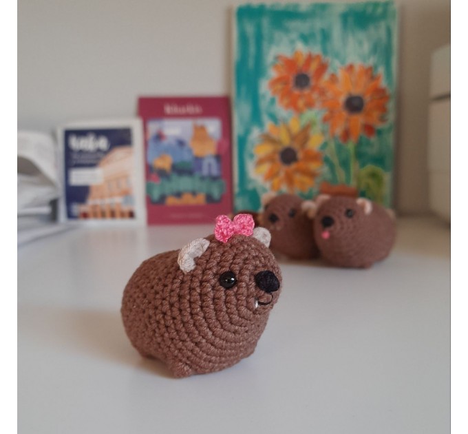 Rock Hyrax Wawa Awawa animal for rear view mirror, bag charm, keychain, Christmas ornament, handmade crochet gift, Cape hyrax hanging