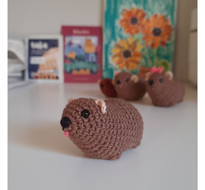 Rock Hyrax Wawa Awawa animal for rear view mirror, bag charm, keychain, Christmas ornament, handmade crochet gift, Cape hyrax hanging