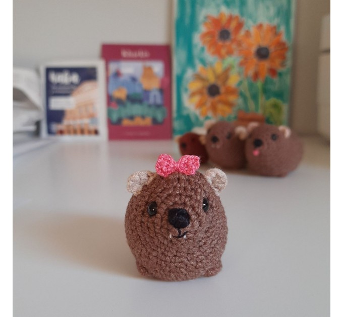 Rock Hyrax Wawa Awawa animal for rear view mirror, bag charm, keychain, Christmas ornament, handmade crochet gift, Cape hyrax hanging