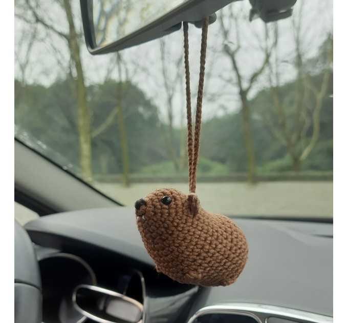 Rock Hyrax Wawa Awawa animal for rear view mirror, bag charm, keychain, Christmas ornament, handmade crochet gift, Cape hyrax hanging