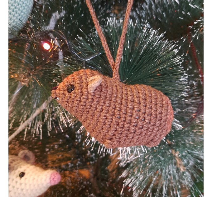 Rock Hyrax Wawa Awawa animal for rear view mirror, bag charm, keychain, Christmas ornament, handmade crochet gift, Cape hyrax hanging