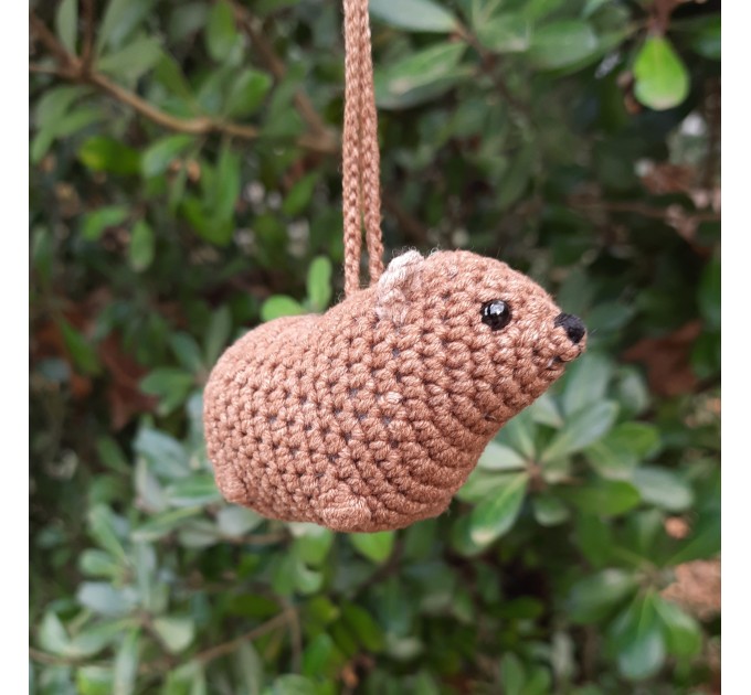 Rock Hyrax Wawa Awawa animal for rear view mirror, bag charm, keychain, Christmas ornament, handmade crochet gift, Cape hyrax hanging