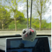 Sad hamster viral meme, cute crochet rear view mirror car charm, keychain or backpack pendant