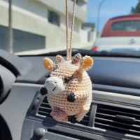 Сrochet cow car hanging rear view mirror charm, cute keychain, backpack pendant Сrochet cow car hanging rear view mirror charm, cute keychain, backpack pendant