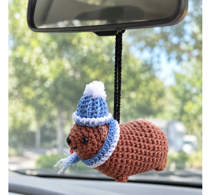 Winter Awawa Crochet Charm – Handmade Rock Hyrax with Beanie & Scarf