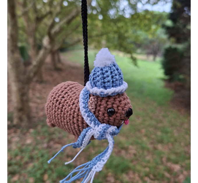 Winter Awawa Crochet Charm – Handmade Rock Hyrax with Beanie & Scarf