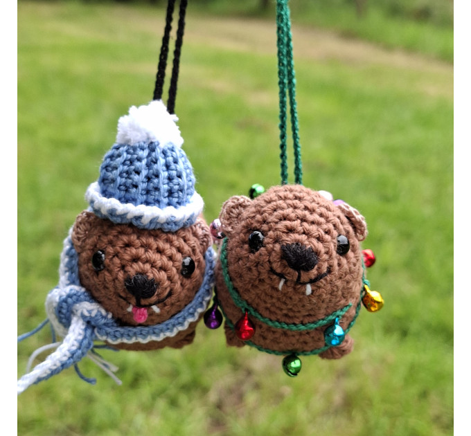 Winter Awawa Crochet Charm – Handmade Rock Hyrax with Beanie & Scarf