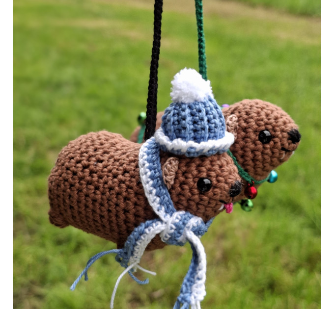 Winter Awawa Crochet Charm – Handmade Rock Hyrax with Beanie & Scarf