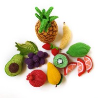 Eco sensory toys baby Montessori toddler Play food fruit plushies