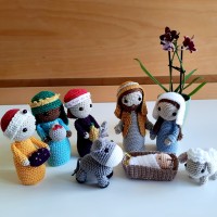 Handcrafted nativity crochet set, little Xmas doll collection