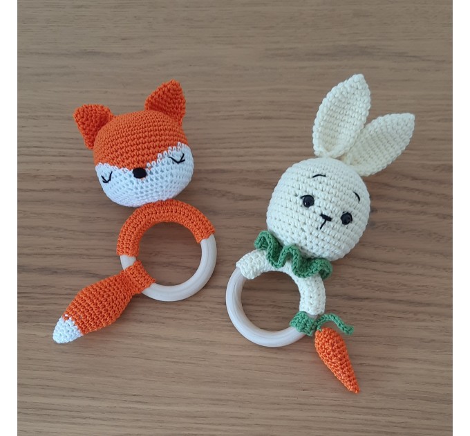 Baby rattle crochet forest animals