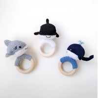 Crochet blue whale,shark,dolphin,orca,baby rattle Xmas baby gift Cotton rattle Whale baby Organic teether Sea Baby shower Baby boy gift Sea ocean tiny animal