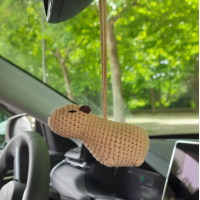 Crochet capybara car rearview mirror charm, handmade keychain, friendship gift
