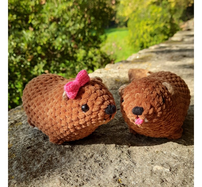 Crochet Rock Hyrax Plush | Chubby Awawa Plushie | Handmade Stuffed Animal | Cute Cozy Toy