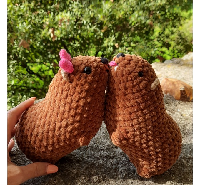 Crochet Rock Hyrax Plush | Chubby Awawa Plushie | Handmade Stuffed Animal | Cute Cozy Toy