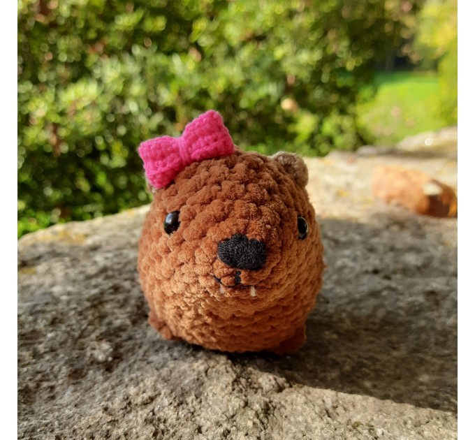 Crochet Rock Hyrax Plush | Chubby Awawa Plushie | Handmade Stuffed Animal | Cute Cozy Toy