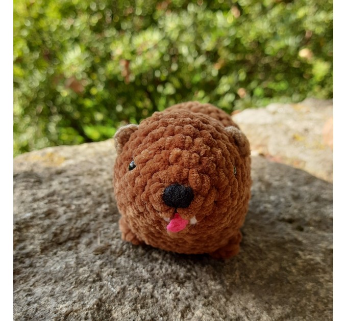 Crochet Rock Hyrax Plush | Chubby Awawa Plushie | Handmade Stuffed Animal | Cute Cozy Toy