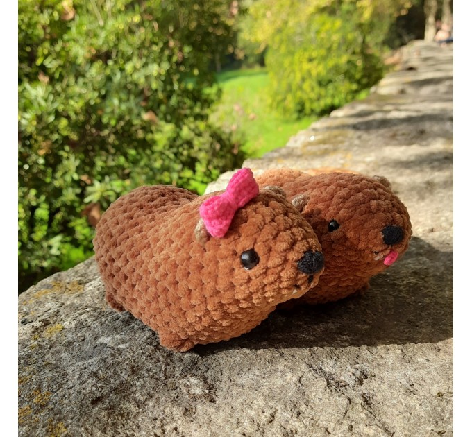 Crochet Rock Hyrax Plush | Chubby Awawa Plushie | Handmade Stuffed Animal | Cute Cozy Toy