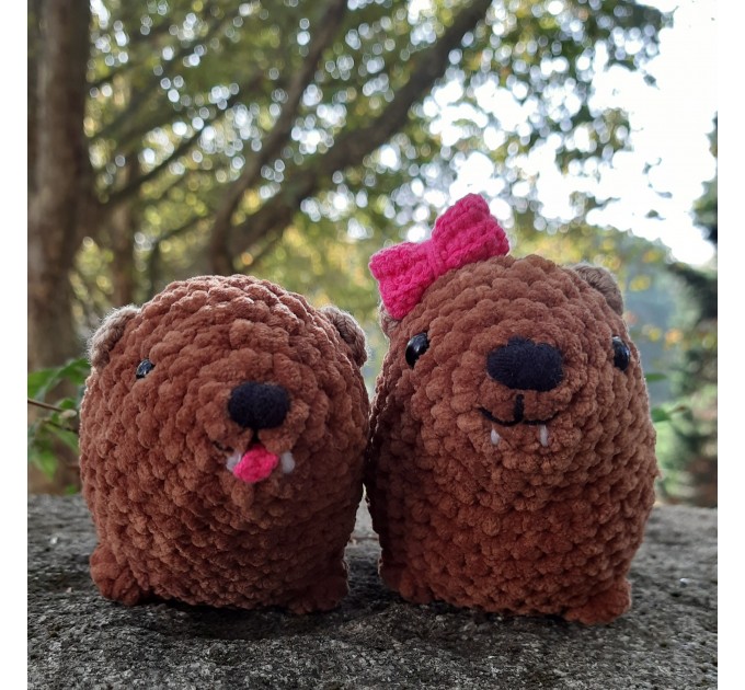 Crochet Rock Hyrax Plush | Chubby Awawa Plushie | Handmade Stuffed Animal | Cute Cozy Toy