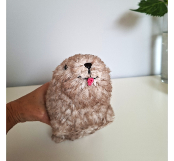 Crochet Rock Hyrax Plush | Chubby Awawa albino | Handmade Stuffed Animal | Cute Cozy Toy